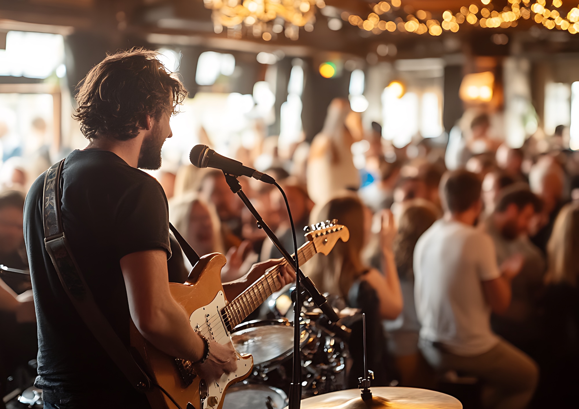 A musician preparing to play live music in Austin.