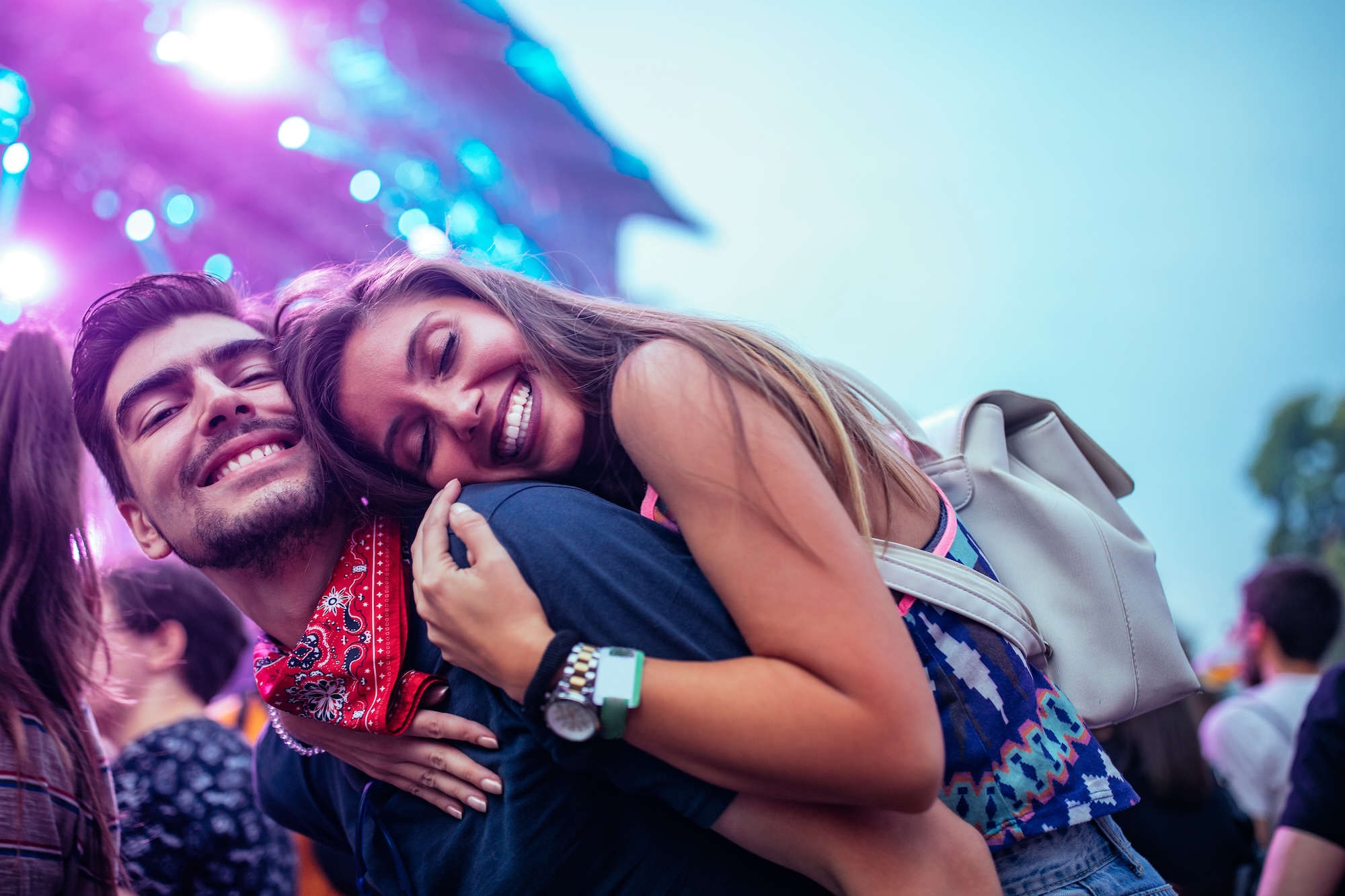 Lovely couple having fun at festival in Austin